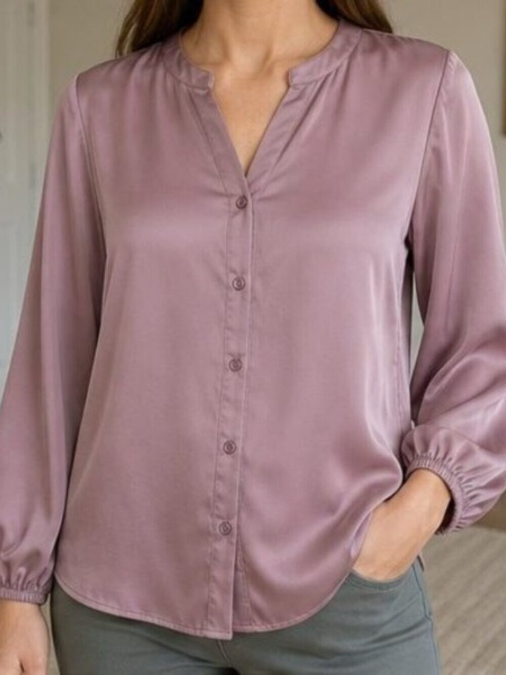 Mauve Ruffle Blouse - Picture 2 of 6